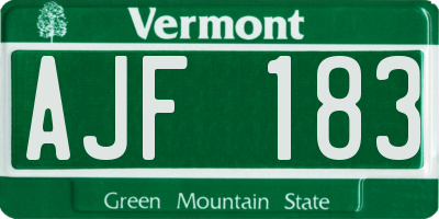 VT license plate AJF183
