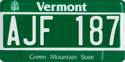 VT license plate AJF187
