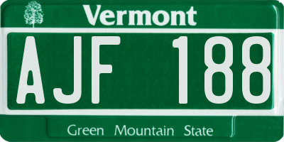 VT license plate AJF188