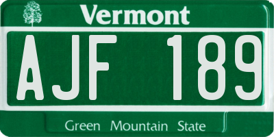 VT license plate AJF189