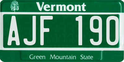 VT license plate AJF190