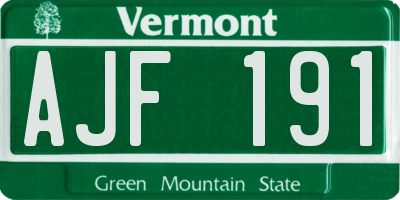VT license plate AJF191