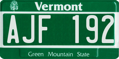 VT license plate AJF192