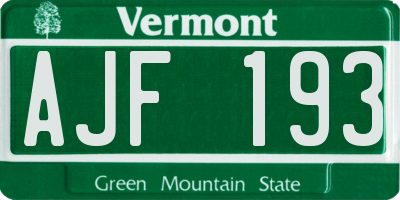 VT license plate AJF193