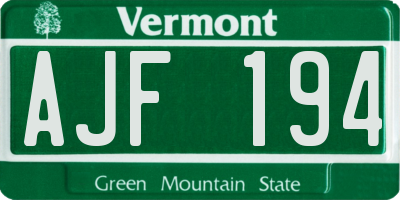 VT license plate AJF194