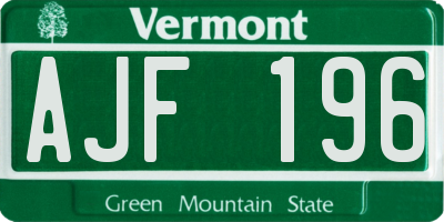 VT license plate AJF196