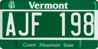VT license plate AJF198