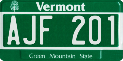 VT license plate AJF201