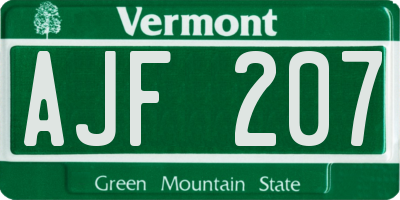 VT license plate AJF207