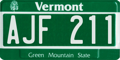 VT license plate AJF211