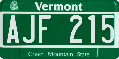 VT license plate AJF215