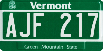 VT license plate AJF217