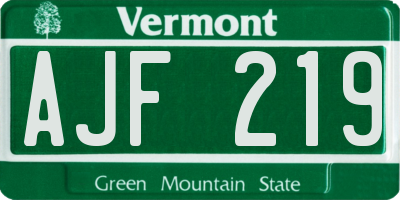 VT license plate AJF219