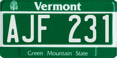 VT license plate AJF231