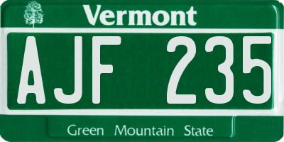 VT license plate AJF235