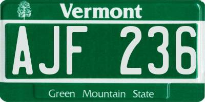 VT license plate AJF236