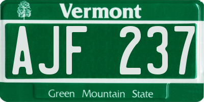 VT license plate AJF237
