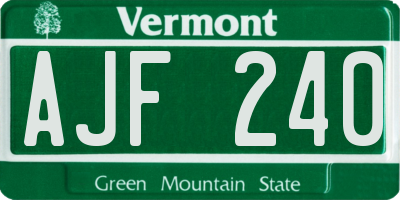 VT license plate AJF240