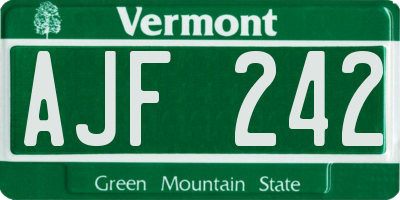 VT license plate AJF242