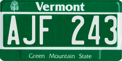 VT license plate AJF243