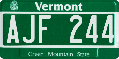VT license plate AJF244