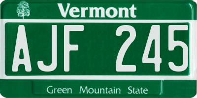VT license plate AJF245