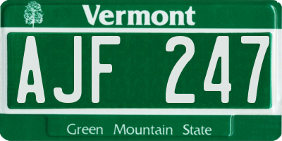 VT license plate AJF247