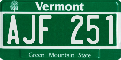 VT license plate AJF251