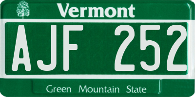 VT license plate AJF252