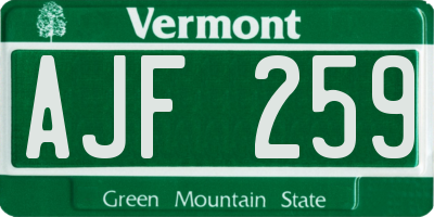VT license plate AJF259