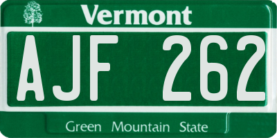 VT license plate AJF262