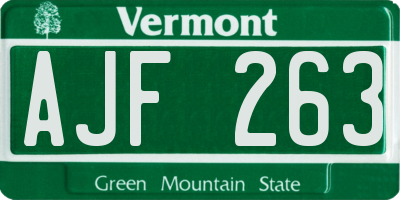 VT license plate AJF263