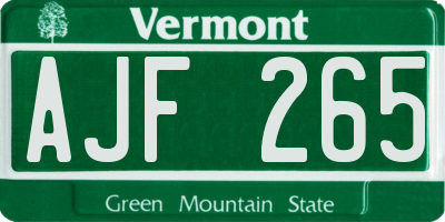 VT license plate AJF265