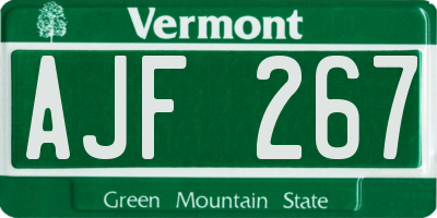 VT license plate AJF267