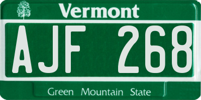 VT license plate AJF268