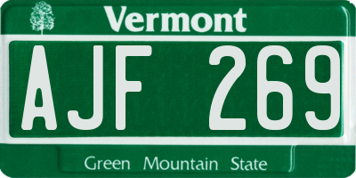 VT license plate AJF269