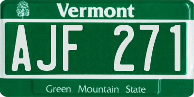 VT license plate AJF271