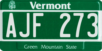 VT license plate AJF273