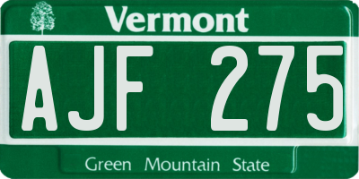 VT license plate AJF275