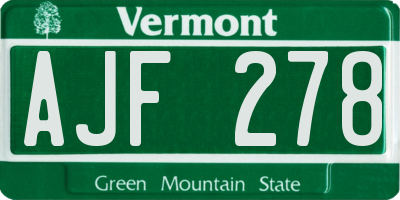 VT license plate AJF278