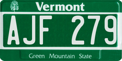 VT license plate AJF279