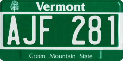 VT license plate AJF281