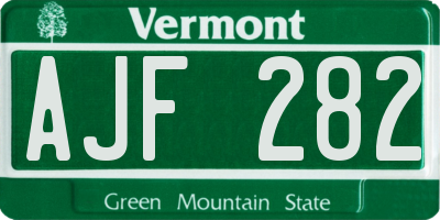 VT license plate AJF282