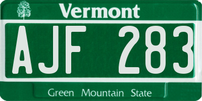 VT license plate AJF283