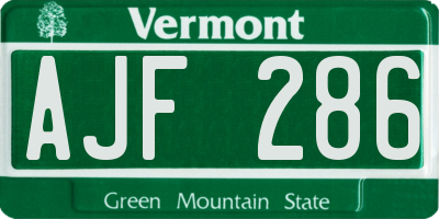 VT license plate AJF286