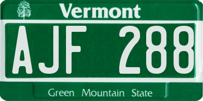 VT license plate AJF288