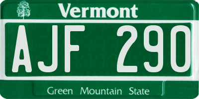 VT license plate AJF290