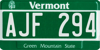 VT license plate AJF294