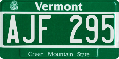 VT license plate AJF295