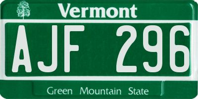 VT license plate AJF296